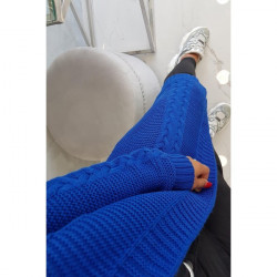 Dámsky sveter s vrkočmi MI2019-1 azurovo modrý Univerzálna Modrá #6