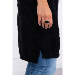 Dámsky sveter s vrkočmi MI2019-1 čierny Univerzálna Čierna #3