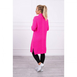 Dámsky sveter s vrkočmi MI2019-1 neónovo ružový Univerzálna Ružová/neón #1