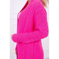 Dámsky sveter s vrkočmi MI2019-1 neónovo ružový Univerzálna Ružová/neón #3