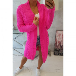 Dámsky sveter s vrkočmi MI2019-1 neónovo ružový Univerzálna Ružová/neón #5