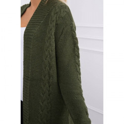 Dámsky sveter s vrkočmi MI2019-1 tmavozelený Univerzálna Zelená #3
