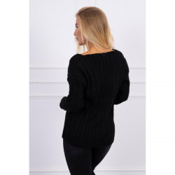 Dámsky sveter s výstrihom 2019-33 čierny, Univerzálna, Čierna #1