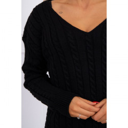 Dámsky sveter s výstrihom 2019-33 čierny, Univerzálna, Čierna #2