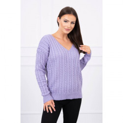 Dámsky sveter s výstrihom 2019-33 fialový Univerzálna Fialová