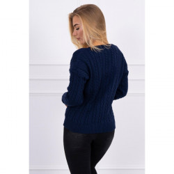 Dámsky sveter s výstrihom 2019-33 tmavomodrý, Univerzálna, Modrá #1