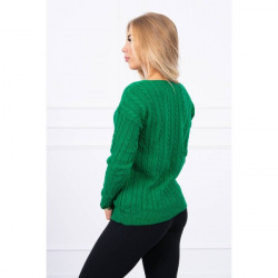 Dámsky sveter s výstrihom 2019-33 zelený Univerzálna Zelená #1
