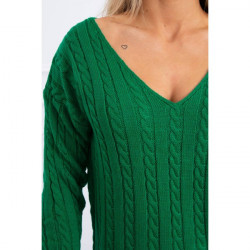 Dámsky sveter s výstrihom 2019-33 zelený Univerzálna Zelená #2