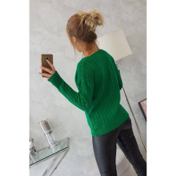 Dámsky sveter s výstrihom 2019-33 zelený Univerzálna Zelená #4