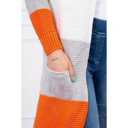 Dámsky sveter so širokými pruhmi  MI2019-12 oranžový Univerzálna Oranžová #3