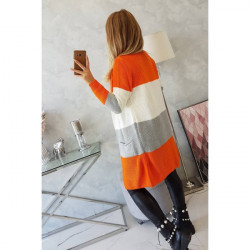 Dámsky sveter so širokými pruhmi  MI2019-12 oranžový Univerzálna Oranžová #5