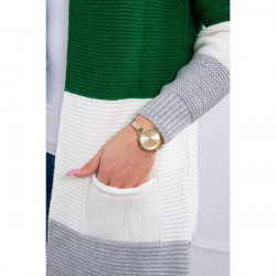 Dámsky sveter so širokými pruhmi  MI2019-12 zelený Univerzálna Zelená #3