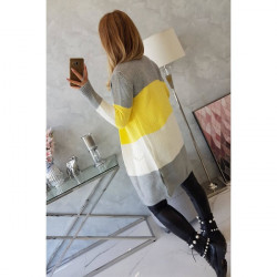 Dámsky sveter so širokými pruhmi  MI2019-12 žltý, Žltá #5