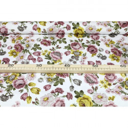 Dekoračná látka Bavlna Vintage kvety, š. 140 cm Viacfarebná Vzorka látky (10x10 cm +/-1 cm) #1