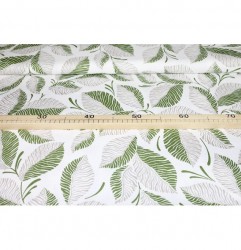 Dekoračná látka Bavlna Zeleno-biele lístie, š. 140 cm Viacfarebná Šírka 140 cm #1