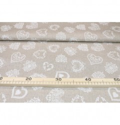 Dekoračná látka biele srdiečka, šírka 140 cm Biela #1