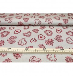 Dekoračná látka červené srdiečka, šírka 140 cm Červená #1
