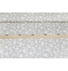Dekoračná látka mini biele kvety na béžovom, š. 140 cm Viacfarebná Šírka 140 cm #1