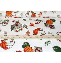 Dekoračná látka panama Tekvičky, š. 140 cm Viacfarebná Šírka 140 cm #1