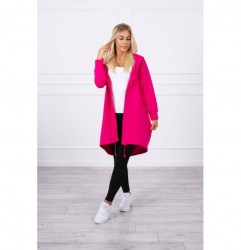 Dlhý kardigán s kapucňou LOVE MI9113 fuchsia Univerzálna Fuchsia #1