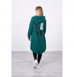 Dlhý kardigán s kapucňou LOVE MI9113 zelený Univerzálna Zelená #2