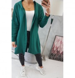 Dlhý kardigán s kapucňou LOVE MI9113 zelený Univerzálna Zelená #7