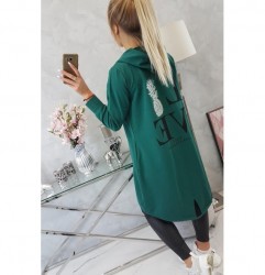 Dlhý kardigán s kapucňou LOVE MI9113 zelený Univerzálna Zelená #8
