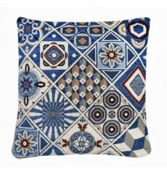 Gobelínová obliečka na vankúš Majolika modrá Chenille IT114 Modrá 42x42 cm