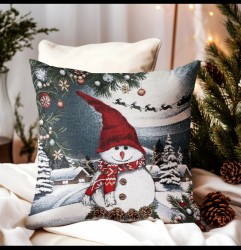 Gobelinová obliečka na vankúš Snehuliak 42x42 cm Chenille IT07 Viacfarebná 42x42 cm