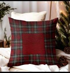Gobelínová obliečka na vankúš Tartan bordová 42x42 cm Chenille IT025 Bordová  42x42 cm