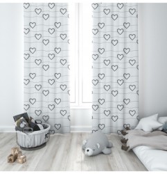 Hotový záves na krúžkoch 140x250 cm biely so srdiečkami Biela 140x250 cm