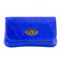 Kožená kabelka 1423 azurovo modrá Made in Italy, Modrá