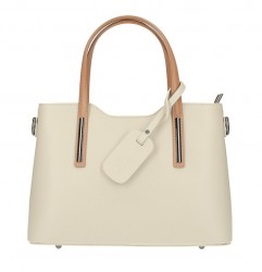 Kožená kabelka do ruky 1364 béžová+koňak Made in Italy Béžová