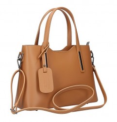 Kožená kabelka do ruky 1364 béžová+koňak Made in Italy Béžová #2
