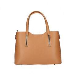 Kožená kabelka do ruky 1364 béžová+koňak Made in Italy Béžová #4