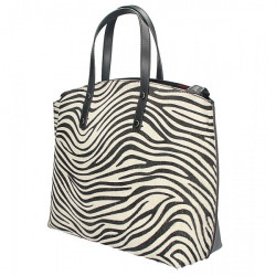 Kožená kabelka MI423 zebra Made in Italy, Biela #2