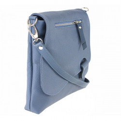 Kožená kabelka na rameno 485 Made in Italy modrá, Modrá #2