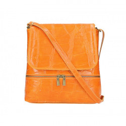 Kožená kabelka na rameno 573 oranžová Made in Italy Oranžová