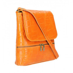 Kožená kabelka na rameno 573 oranžová Made in Italy Oranžová #1