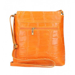 Kožená kabelka na rameno 573 oranžová Made in Italy Oranžová #3