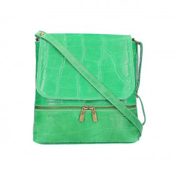 Kožená kabelka na rameno 573 zelená Made in Italy Zelená