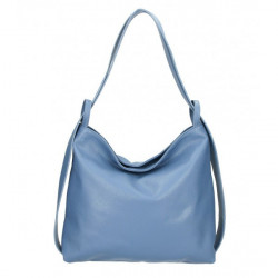 Kožená kabelka na rameno 579 blankytne modrá Made in Italy Blankytna modrá
