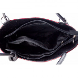 Kožená kabelka na rameno/batoh 1260 čierna+červená Made in Italy Čierna #1
