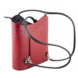 Kožená kabelka na rameno/batoh 1260 čierna+červená Made in Italy Čierna #2