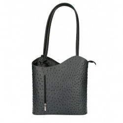 Kožená kabelka na rameno/batoh 1260 čierna Made in Italy Čierna