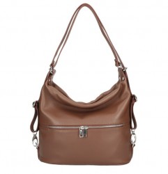 Kožená kabelka na rameno/batoh 328 hnedá, Hnedá