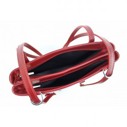 Kožená kabelka na rameno/batoh 432 červená Made in Italy Červená #1