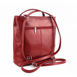 Kožená kabelka na rameno/batoh 432 červená Made in Italy Červená #2