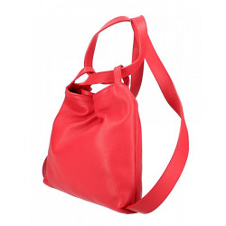 Kožená kabelka na rameno/batoh 575 červená Made in Italy Červená #4