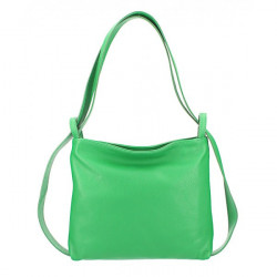 Kožená kabelka na rameno/batoh 575 zelená Made in Italy Zelená